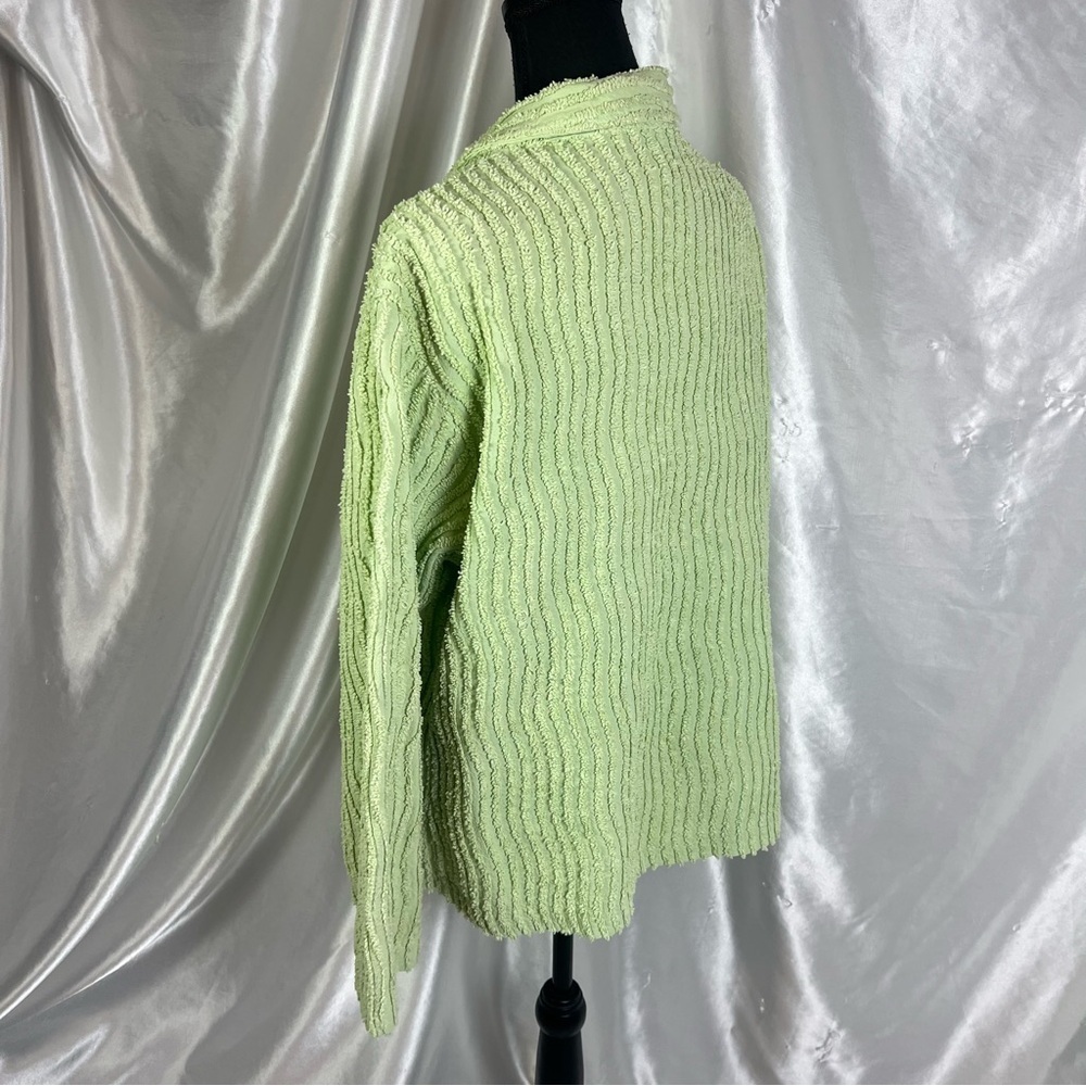 Vintage Amica Green Textured Cotton Button-Up Cardigan Blazer – Size Large - Picture 3 of 9